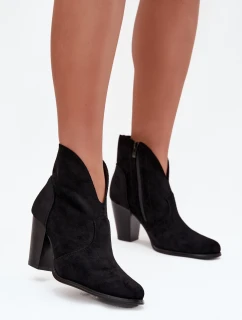 Dámské kotníčkové boty na podpatku z eko semiše černé Elvirae