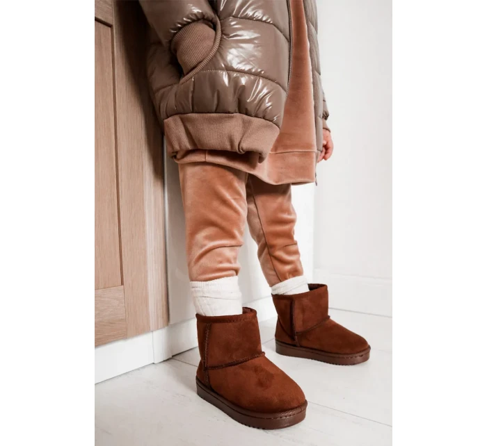 Dětské Teplé Sněhule Semišové Hnědé Gooby