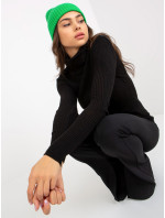 Černý žebrovaný svetr s dlouhým rukávem