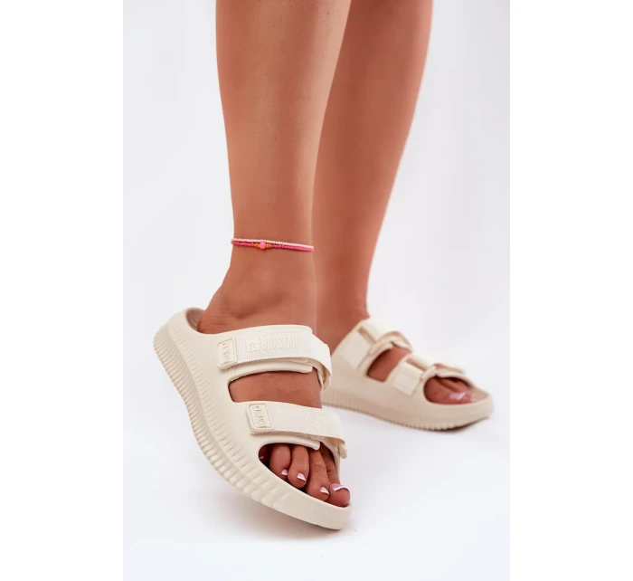 Dámské pěnové pantofle s pásky Big Star – béžové Dámské pěnové pantofle s pásky Big Star – béžové