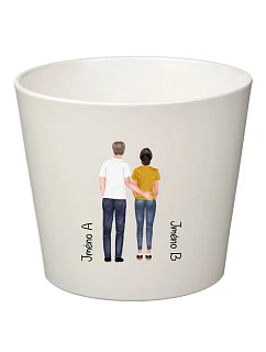 Bílý keramický květináč s párem - velký 