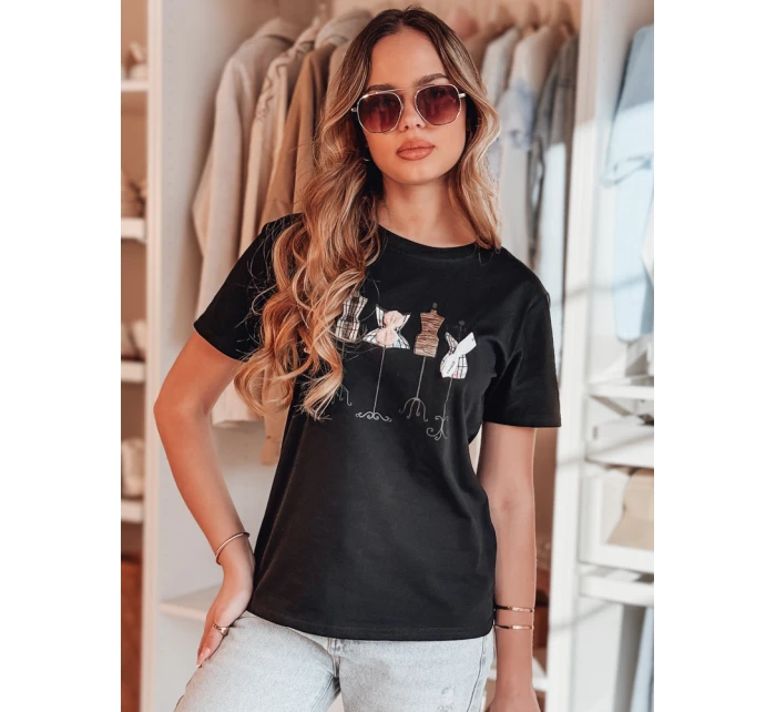 Dámské tričko s potiskem MANETEE černá FashionStreet RY2729 Dámské tričko s potiskem MANETEE černá FashionStreet RY2729