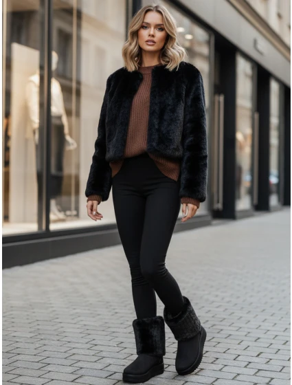 Dámské černé semišové sněhule Dstreet model 21994433 - FashionStreet