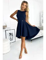 397-2 Elegantní šaty s delšími zády - ZELENÉ