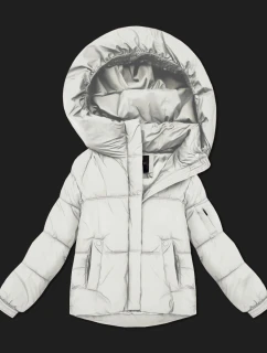 Bílá dámská oversize bunda pro přechodné období model 21422905 - S'WEST