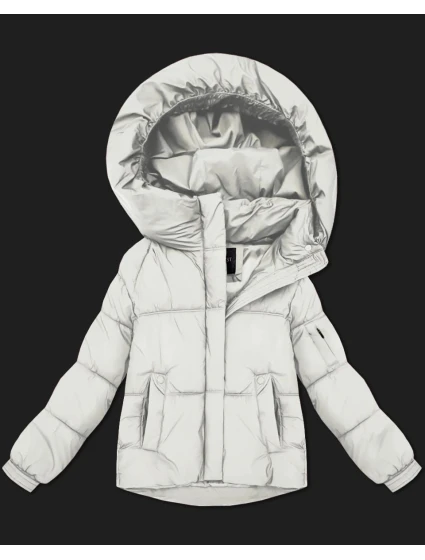 Bílá dámská oversize bunda pro přechodné období model 21422905 - S'WEST