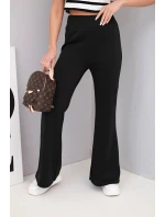 Dámské kalhoty máslo s rozšiřující nohavicí černé