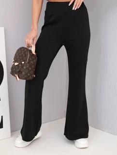 Dámské kalhoty máslo s rozšiřující nohavicí černé