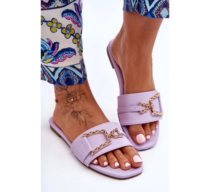 Dámské klasické Žabky s ozdobou fialové model 21627244 - Boto Dámské klasické Žabky s ozdobou fialové model 21627244 - Boto