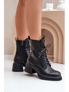 Zateplené dámské boty z přírodní kůže Černé model 21675640 - VINCEZA