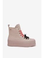 Semišové zateplené dámské tenisky na robustní platformě GOE SS2N4047 béžové