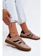 Kožené Semišové Dámské Tenisky Zazoo N1176S2 Tmavě Béžové