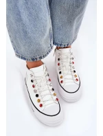 Dámské vysoké kožené trampky GOE – bílé