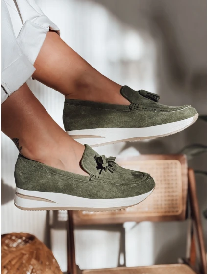 Dámské mokasíny na lehkém podpatku MOCCKO green FashionStreet ZY0716