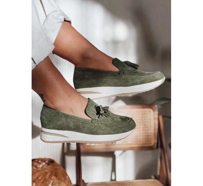 Dámské mokasíny na lehkém podpatku MOCCKO green FashionStreet ZY0716