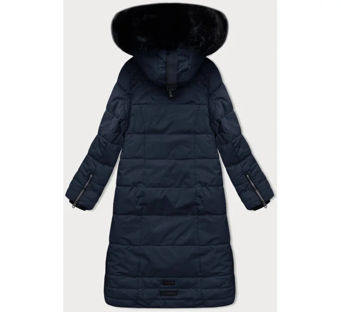 Tmavě modrá hrubší dámská zimní bunda s nákupní taškou Navahoo (FAHMIYAA)