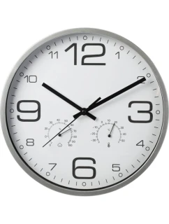 NÁSTĚNNÉ HODINY 30CM S TEPLOMĚREM BÍLÉ