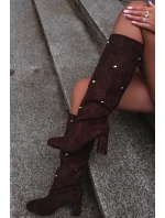 Dámské Zimní Kotníkové Boty Na Podpatku S Ozdobnými Detaily Čokoládové Lucinda