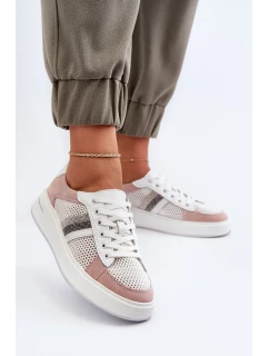 Dámské kožené tenisky bílé a růžové D&A