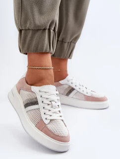 Dámské kožené tenisky bílé a růžové D&A