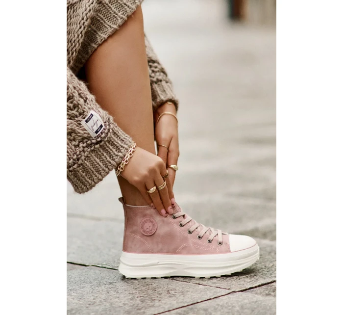 Zateplené Dámské Tenisky Na Platformě Big Star Růžové Zateplené Dámské Tenisky Na Platformě Big Star Růžové