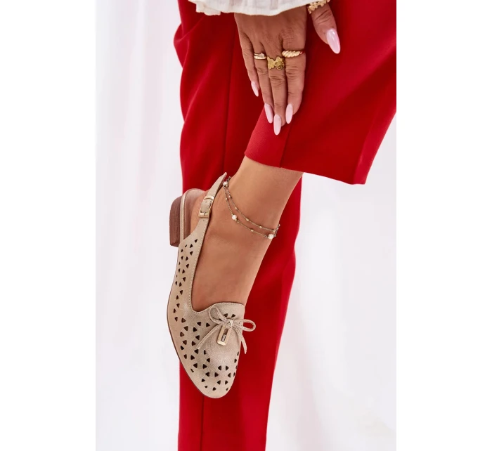 Dámské perforované baleríny s otevřenou patou Navinnia – zlaté