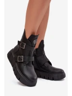 Dámské kotníkové boty s pásky a přezkami Vinceza – černé Dámské kotníkové boty s pásky a přezkami Vinceza – černé