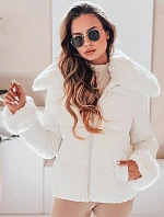 Dámská prošívaná krátká bunda s kožešinou bílá FashionStreet TY5070