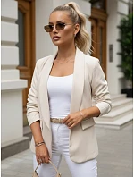 Dámské klasické sako s volánkovými rukávy béžové FashionStreet PY0140 Dámské klasické sako s volánkovými rukávy béžové FashionStreet PY0140