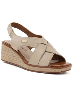 Sergio model 22117012 dámské béžové kožené sandály na platformě - LEONE