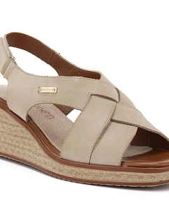 Sergio model 22117012 dámské béžové kožené sandály na platformě - LEONE