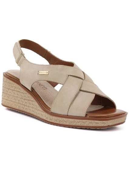 Sergio model 22117012 dámské béžové kožené sandály na platformě - LEONE