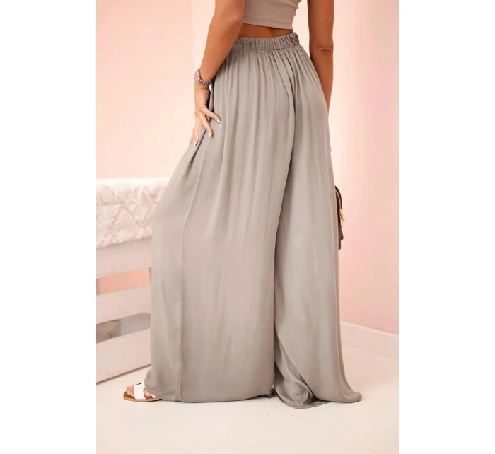 Široké dámské kalhoty s elastickým pasem fango