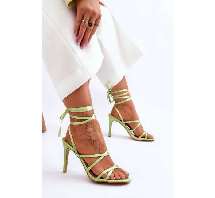 Dámské Sandály Vázané Na Vysokém Podpatku Zelená model 21619408 - Boto Dámské Sandály Vázané Na Vysokém Podpatku Zelená model 21619408 - Boto