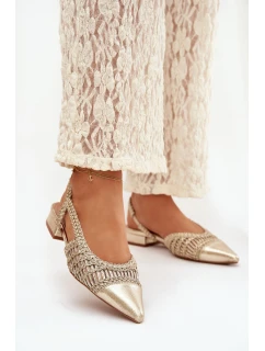 Dámské sandály s pleteným na klocku zlaté Nivorra