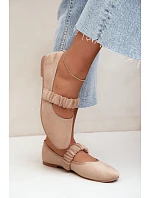 Bežové baleríny s řaseným páskem Loreya