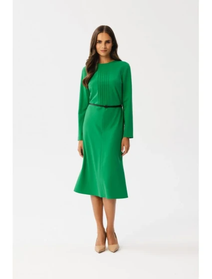 S347 Šaty s předními sklady - zelené