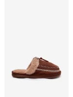 Dámské domácí pantofle s kožíškem a výšivkou – hnědé Perivelle Dámské domácí pantofle s kožíškem a výšivkou – hnědé Perivelle