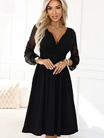 Elegantní midi šaty 657-1 černé - Numoco