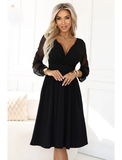 Elegantní midi šaty model 21961131 černé - numoco