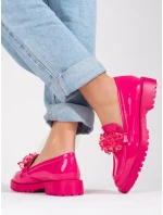 Trendy růžové dámské mokasíny bez podpatku Trendy růžové dámské mokasíny bez podpatku