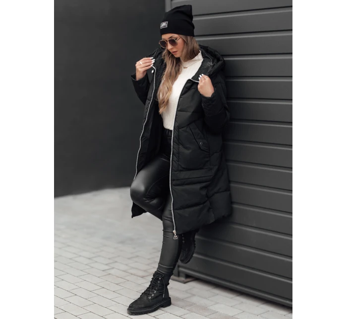 Dámská zimní bunda NORFFI dlouhá prošívaná s kapucí černá FashionStreet TY4663