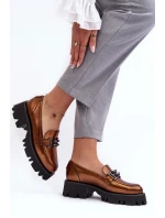 Dámské kožené polobotky s ozdobou zlatou model 21636797 - Laura Messi