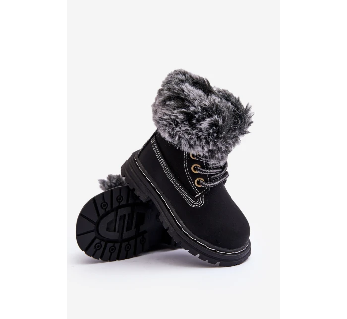 Dětské Trapery Botky na Zip s Kožíškem Černá model 21640144 - Boto