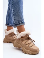 Dámské zimní boty s kožešinou v béžové barvě model 21644000 - EVENTO