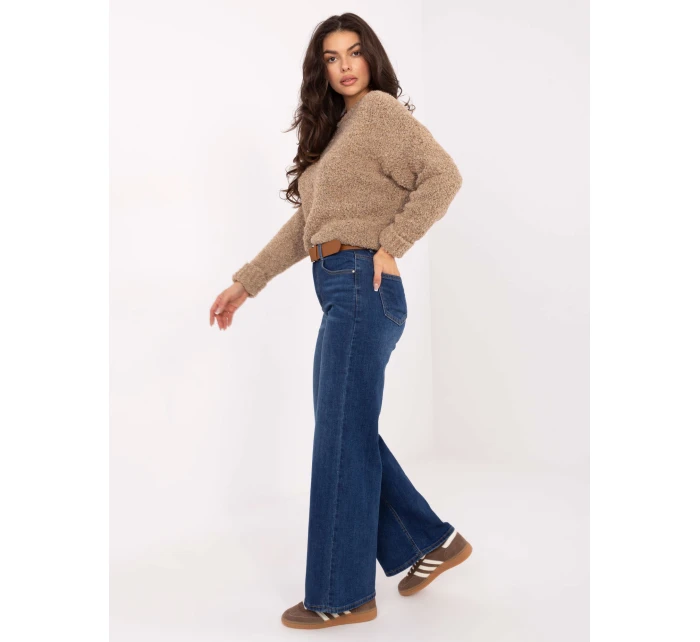 Spodnie jeans SP  ciemny niebieski model 21734240 - FPrice