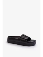 Dámské pěnové pantofle na platformě s přezkou Big Star - černá Dámské pěnové pantofle na platformě s přezkou Big Star - černá