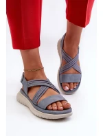 Lehké, pohodlné dámské sandály na suchý zip, modrá, Ceclea Lehké, pohodlné dámské sandály na suchý zip, modrá, Ceclea