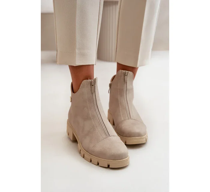 Zateplené Dámské Kotníkové Boty S Eko Kožené Zlaté model 20712781 - Kesi Zateplené Dámské Kotníkové Boty S Eko Kožené Zlaté model 20712781 - Kesi