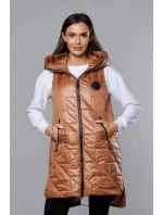 Prošívaná dámská vesta v karamelové barvě model 18016222 - S'WEST